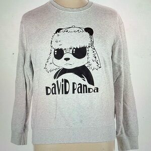 LuShangai David Panda Gray Sweatshirt Size XL 100% Cotton